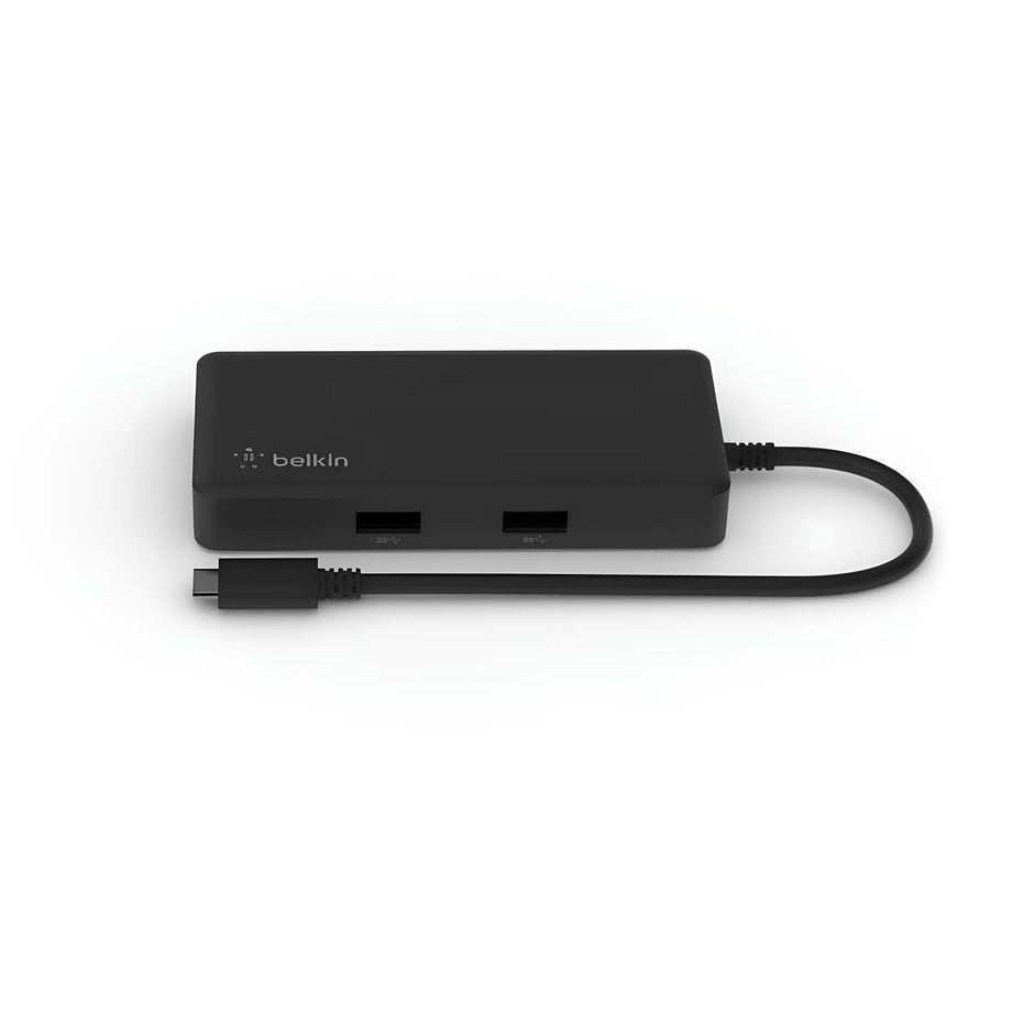 Adaptador Belkin INC008TTBK USB-C 5 en 1 con HDMI RJ45 2 USB-A y USB-C Hub Multiport para Laptop