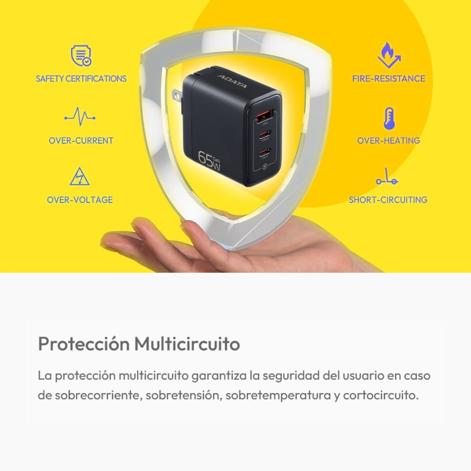 Cargador De Pared Adata Gan 65w 2 En 1 con Cable USB-C de 2m, 100w