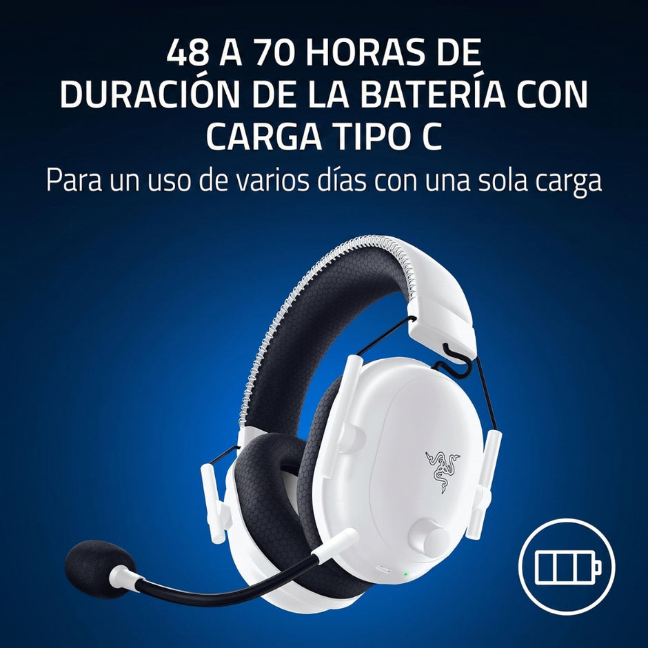 Audifonos Gamer Razer Blackshark V2 Pro  inalámbricos HyperSpeed Wireless de 2,4 GHz y Bluetooth 5.2. Edicion Play Station - Blanco