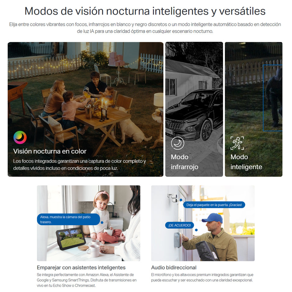 Cámara Seguridad WiFi TP-Link Tapo C246D Doble Lente 2K Exterior IP65 Visión Nocturna Color Alertas IA + Micro SD 128GB