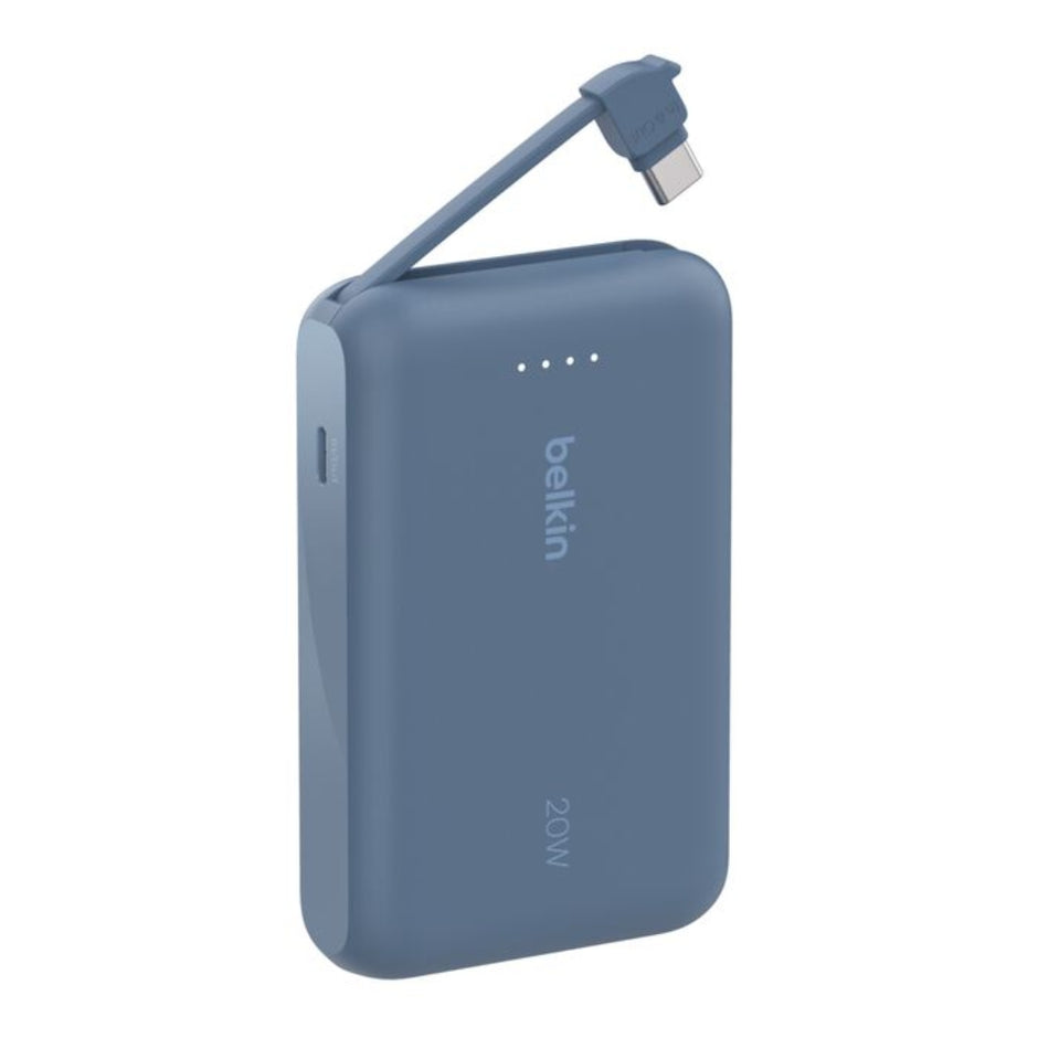 Batería Portátil Power Bank Belkin BoostCharge 10000mAh 20W Power Delivery Cable USB-C Integrado - Azul