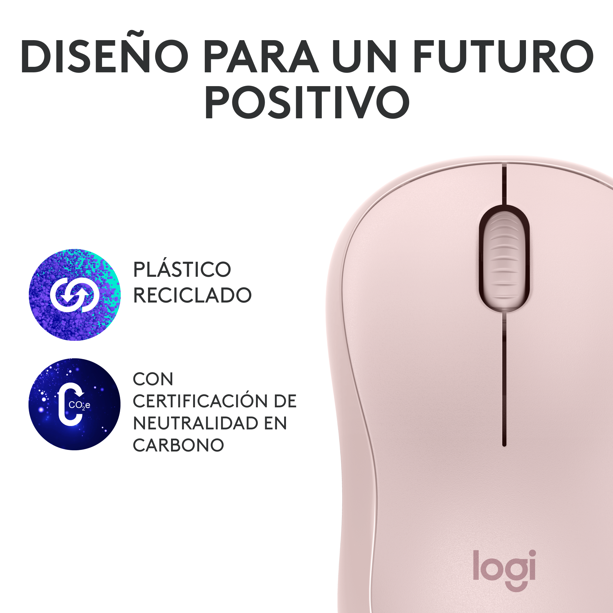 Logitech M240 Silent Ratón Bluetooth Inalámbrico 90% Más Silencioso Compacto y Cómodo - Rosa