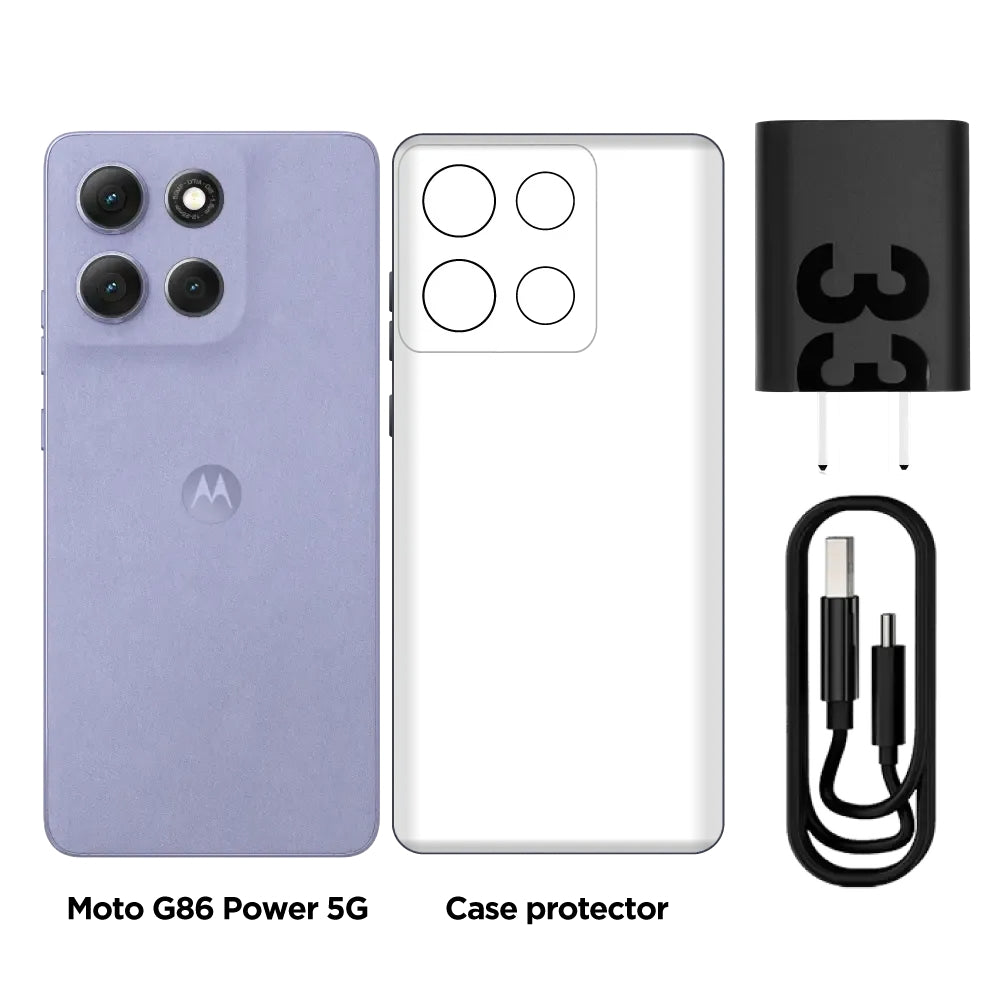 Celular Motorola G86 Power SIM+eSIM 5G, 6.67'' 256GB/8GB IP68/IP69 6720mAh/30W, Lila