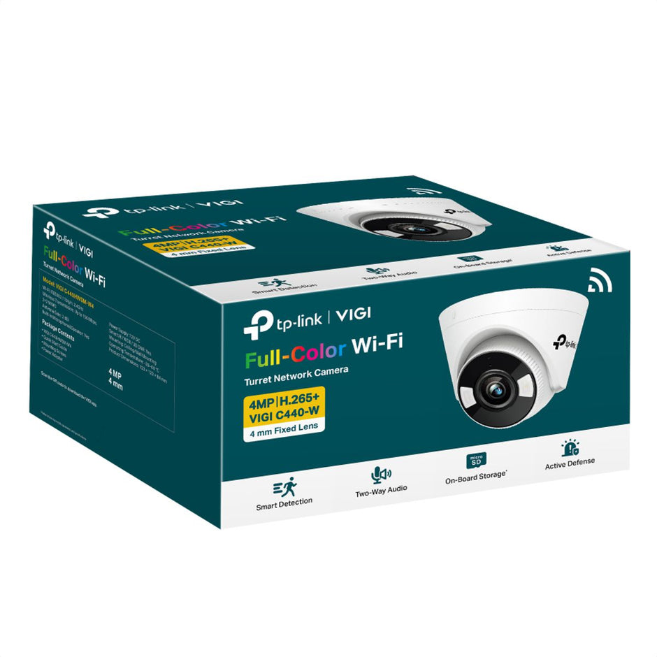 Cámara Seguridad TP-Link VIGI C440-W, Wi-Fi 4MP Visión Full Color 24/7 Detección Inteligente