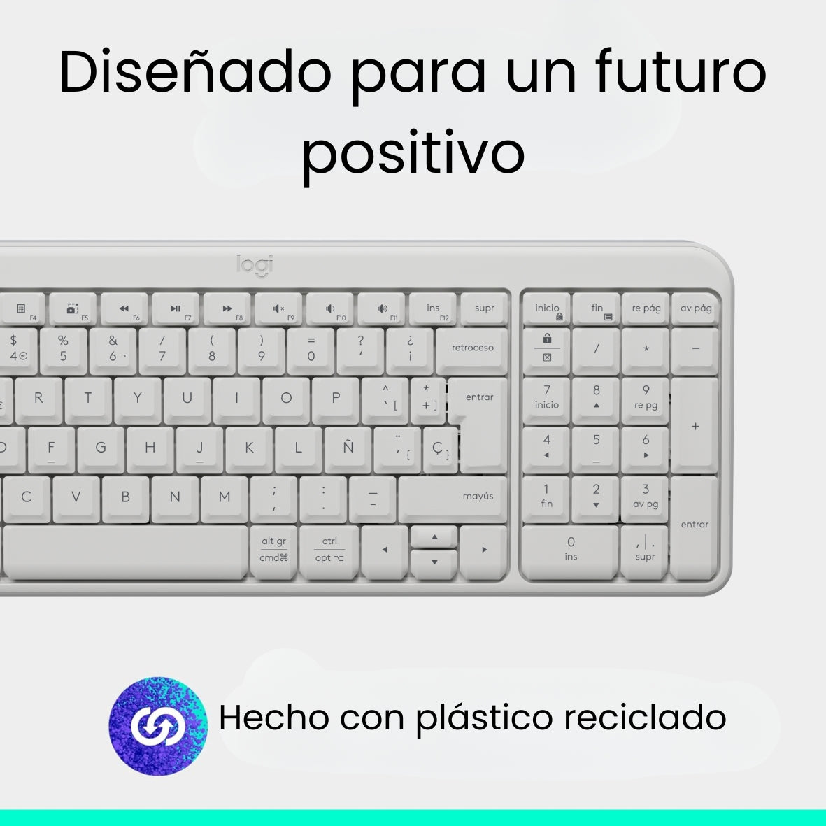Teclado Bluetooth Inalámbrico Logitech K250 Compacto, Blanco