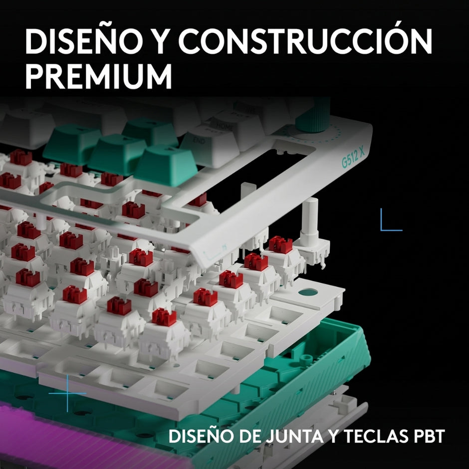 Teclado Gamer Mecanico Logitech G512 X 75 Switch Tactil + Reposamuñecas Logitech Palm Rest - Blanco