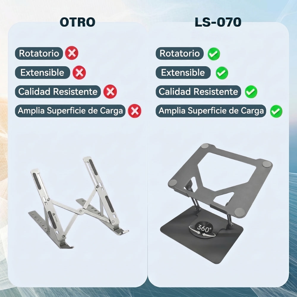 Base Portátil Plegable Metálica Unitec LS-070 Elevada con Giro 360° Superficie Antideslizante