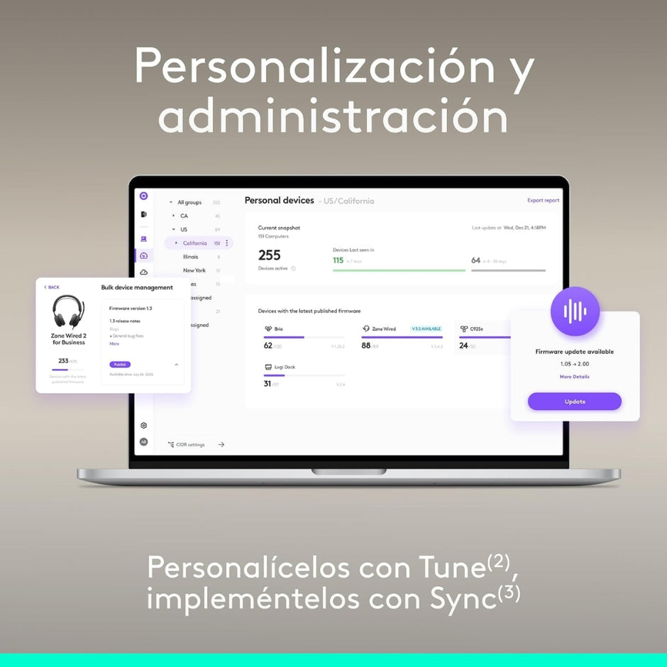 Audífonos Diadema Profesional Logitech Zone Wireless 2 ES Bluetooth ANC Híbrida Adaptativa - Rosado
