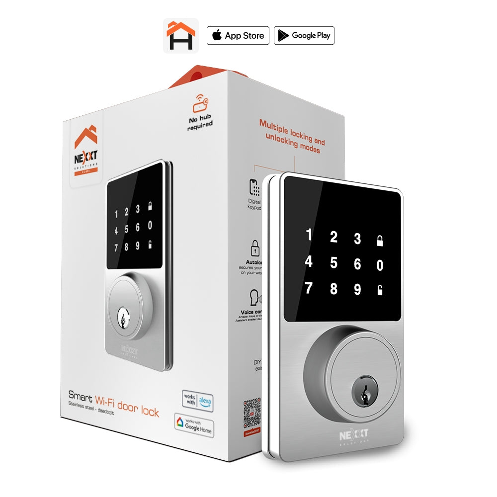 Cerradura Inteligente Nexxt NHS-D100 WiFi App Voz Alexa Google Assistant USB-C Bloqueo Automático