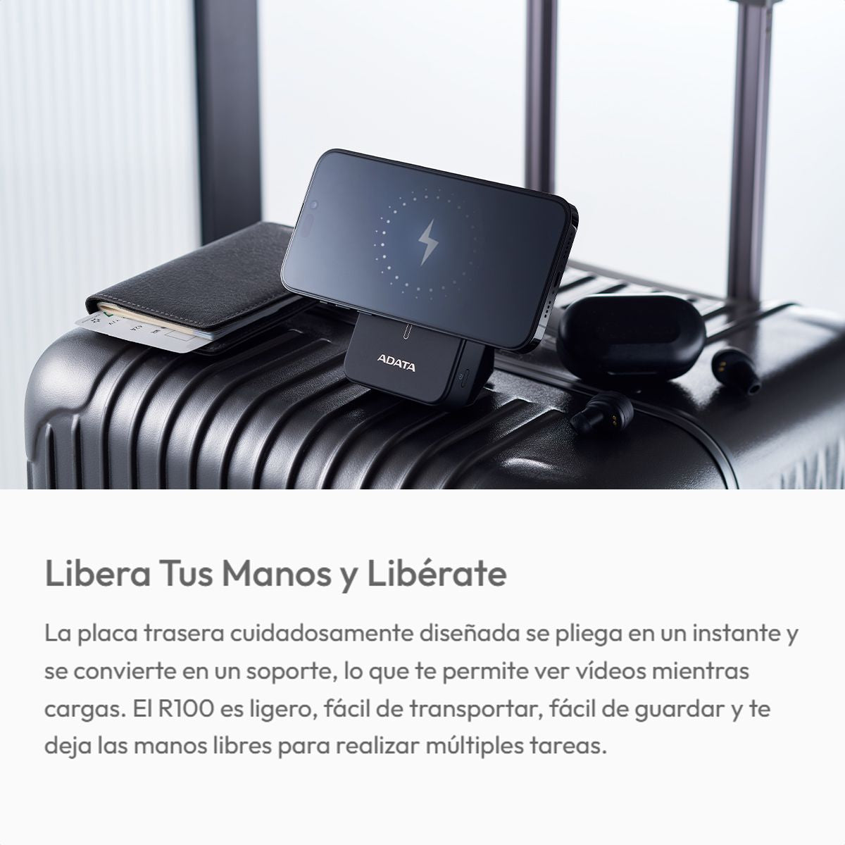 Power Bank ADATA R100 10000mAh Magnético con Carga Inalámbrica Qi y 20W USB-C PD para iPhone y Android