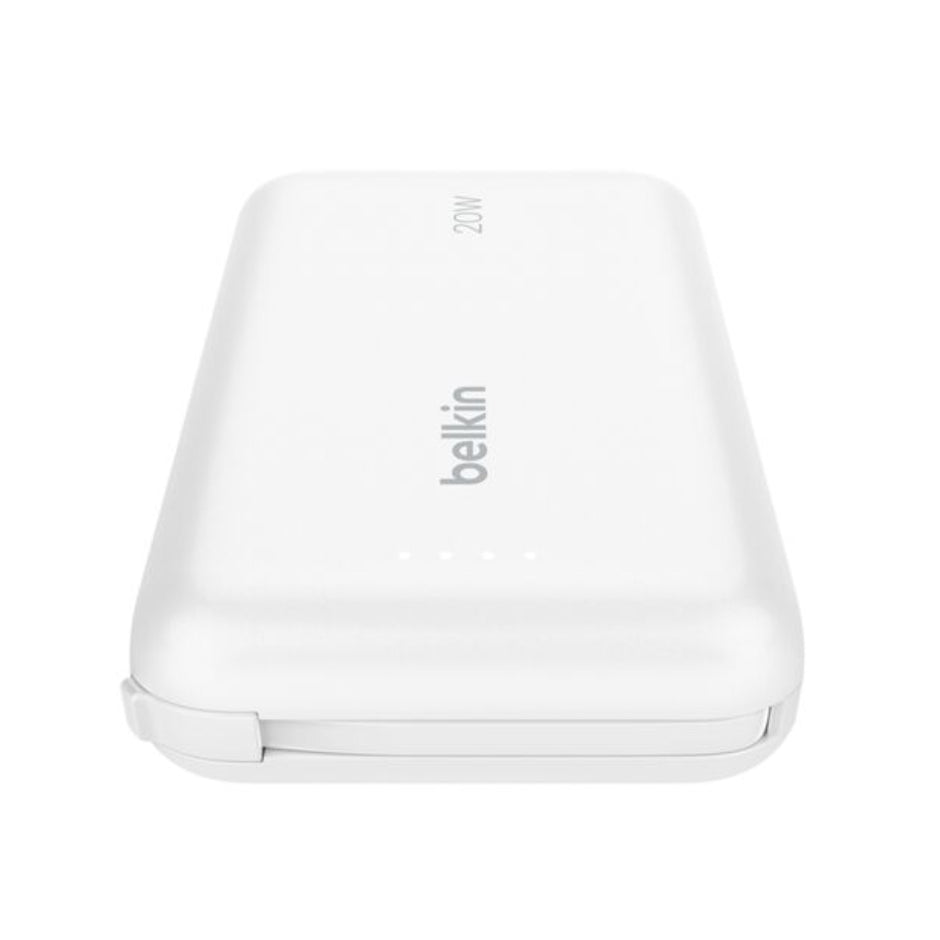 Batería Portátil Power Bank Belkin BoostCharge 10000mAh 20W Power Delivery Cable USB-C Integrado - Blanco