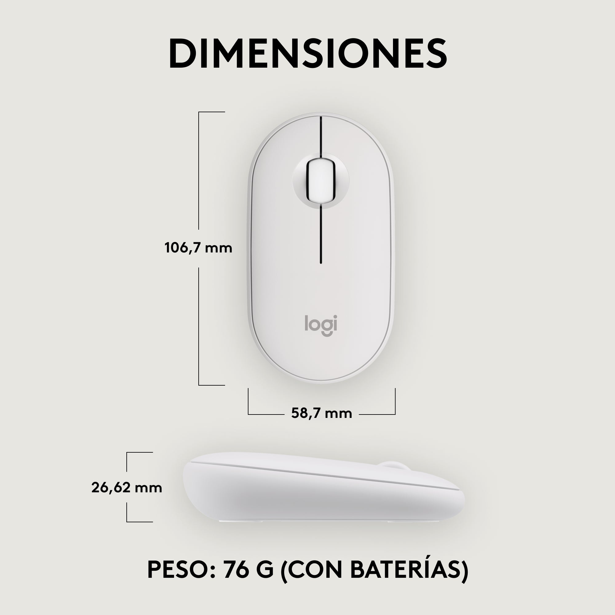 Mouse Bluetooth Multidispositivo Logitech Pebble 2 M350s, Blanco