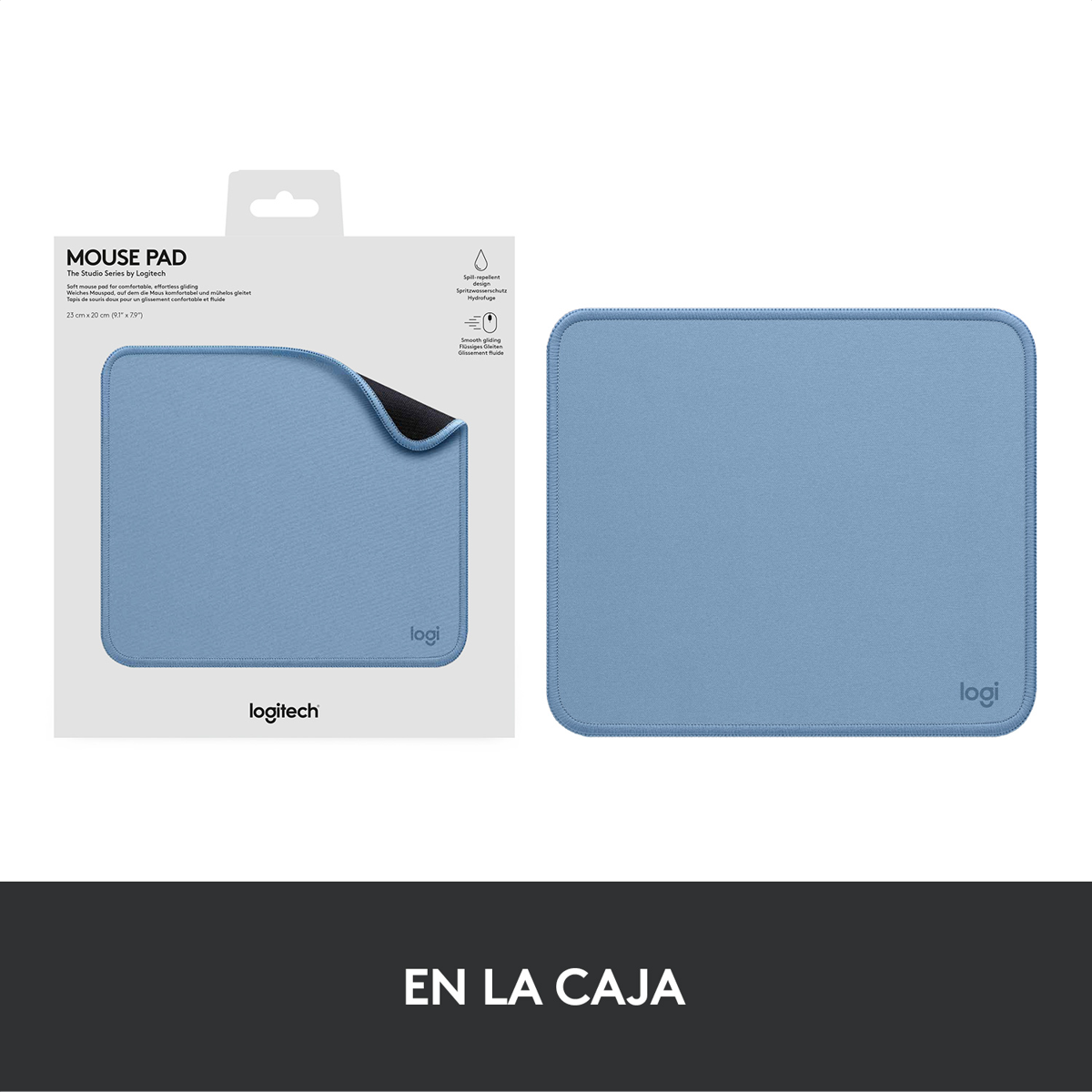 Mouse Pad Logitech Studio Series Superficie Suave Repelente Líquidos Base Goma 23x20cm - Azul