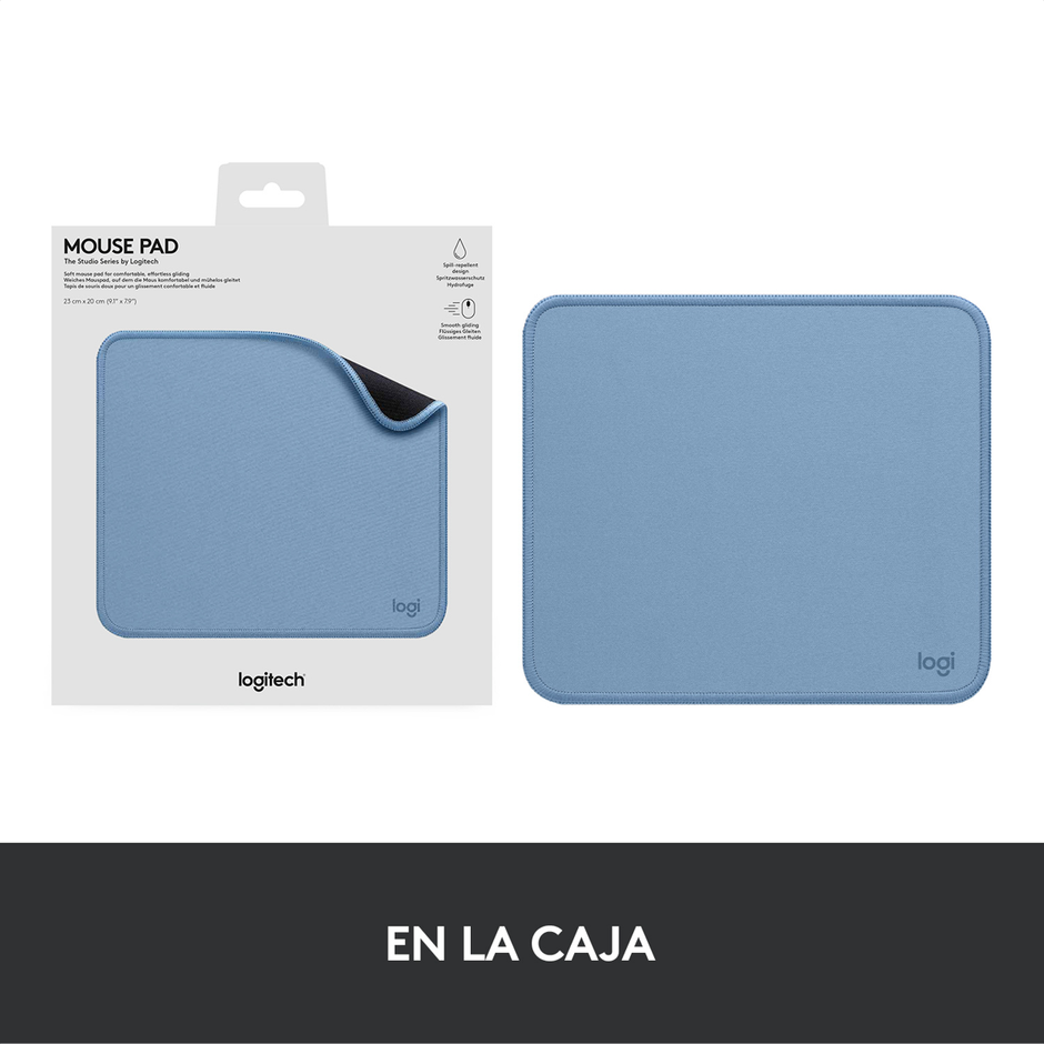 Mouse Pad Logitech Studio Series Superficie Suave Repelente Líquidos Base Goma 23x20cm - Azul