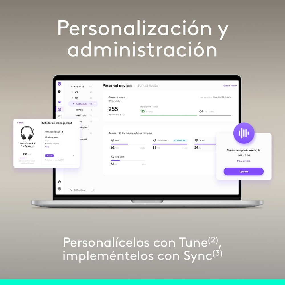 Audífonos Diadema Profesional Logitech Zone Wireless 2 ES Bluetooth ANC Híbrida Adaptativa - Grafito