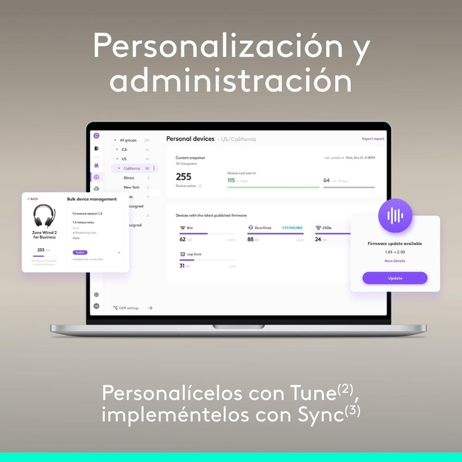 Audífonos Diadema Profesional Logitech Zone Wireless 2 ES Bluetooth ANC Híbrida Adaptativa - Grafito