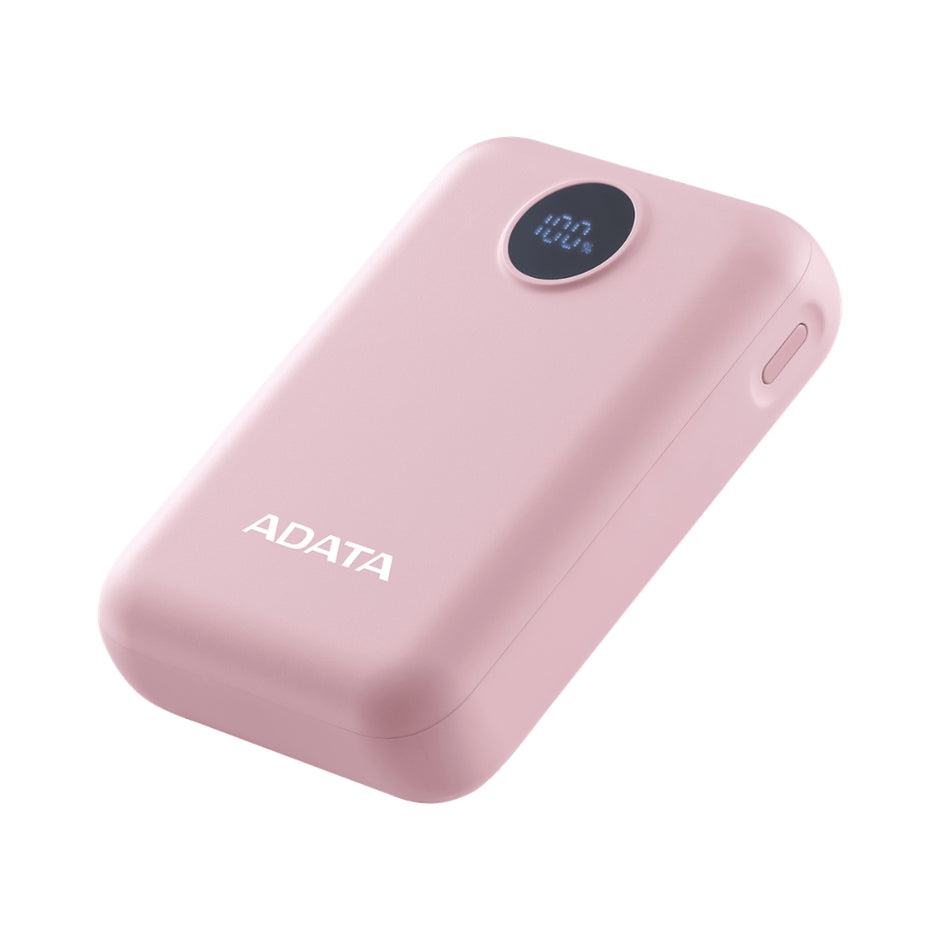 Power Bank Adata C100 Patalla Digital 10000mah 20W USB-C/USB-A y Carga Rápida QC/PD - Rosa