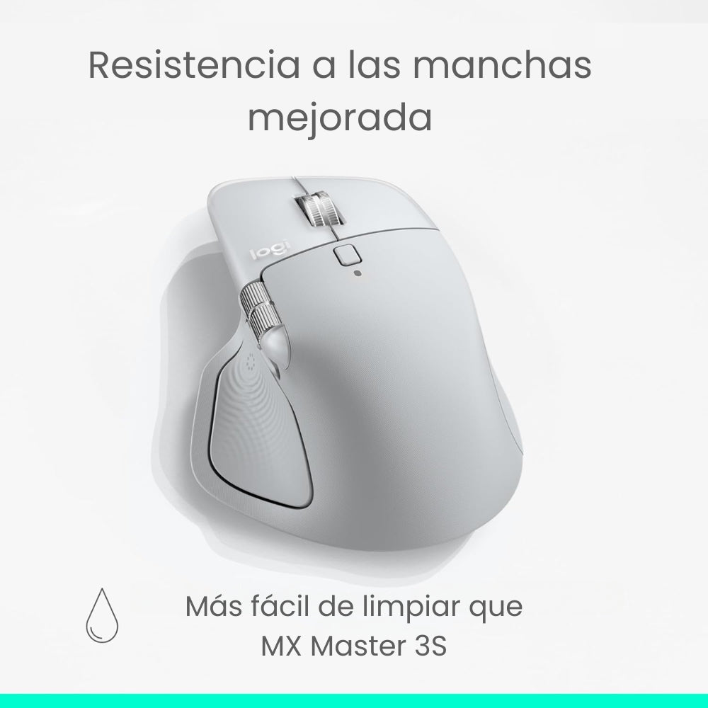 Mouse Inalámbrico Avanzado Logitech MX Master 4 Recargable Bluetooth/Bolt Silent Clics 8000 DPI - Gris Pálido