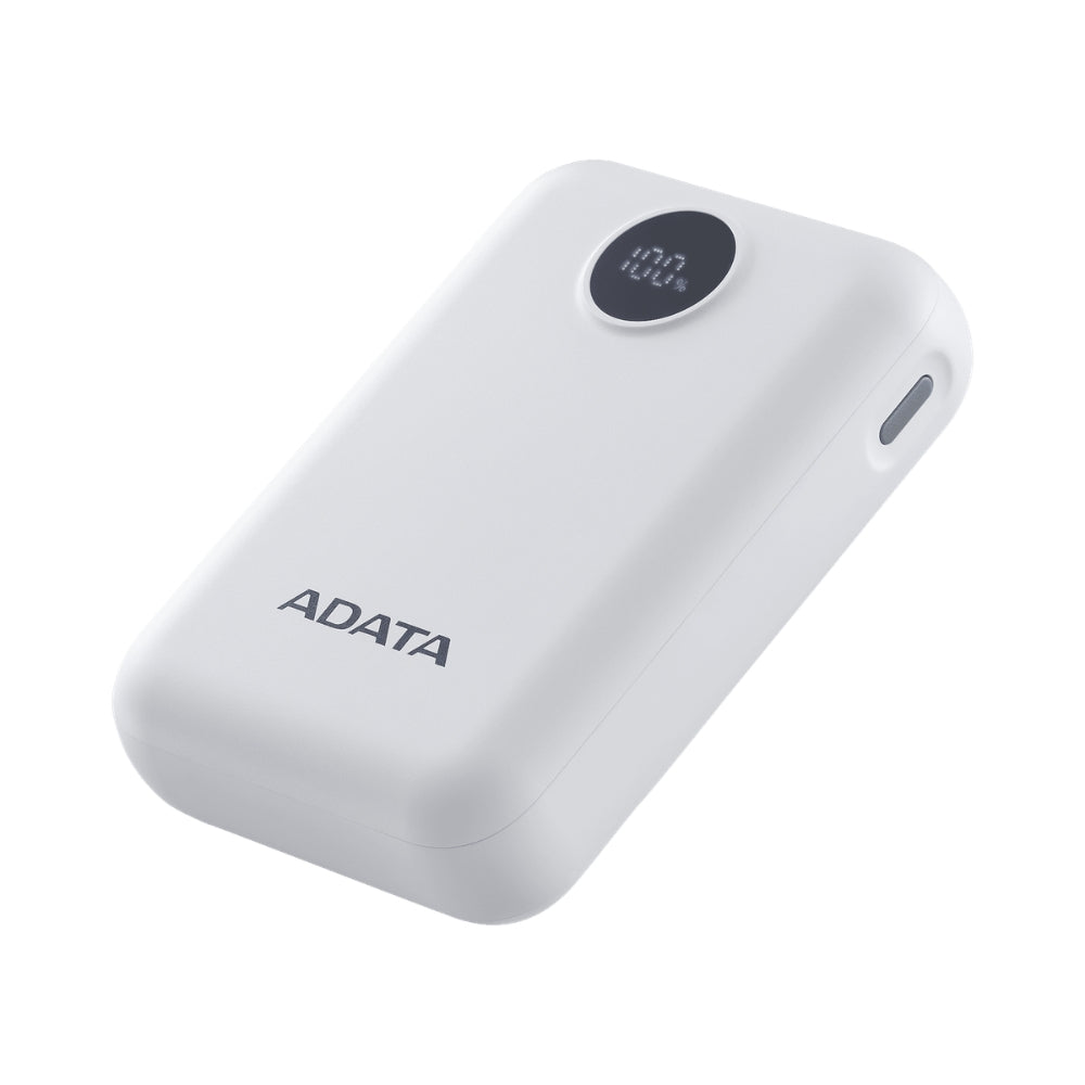 Power Bank Adata C100 Patalla Digital 10000mah 20W USB-C/USB-A y Carga Rápida QC/PD - Blanco