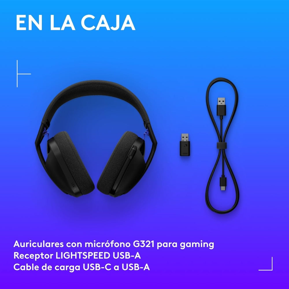 Audífonos Diadema Gamer Inalámbrica Logitech G321 LIGHTSPEED Bluetooth Flip-to-Mute PC/PS5/Switch - Negro