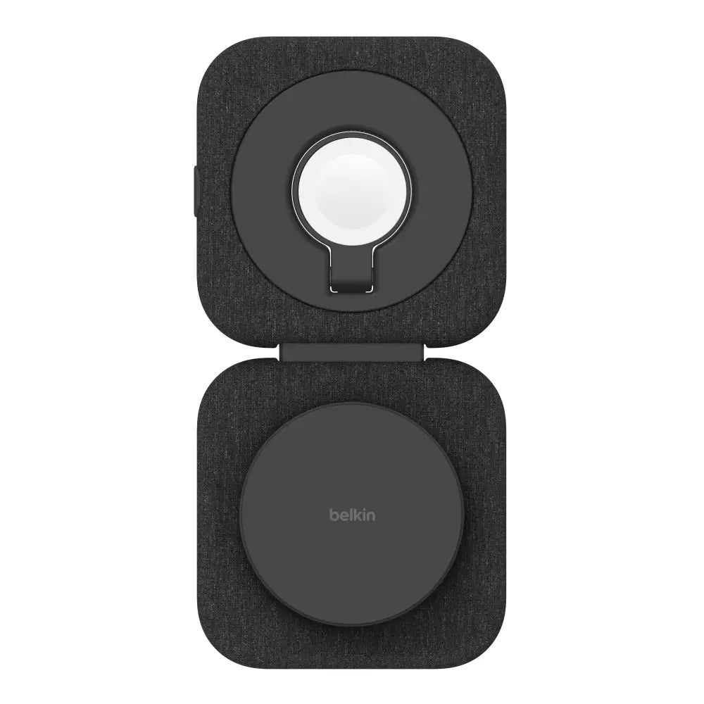 Cargador Inalámbrico Belkin 2 en 1 Magnetic Travel Pad Qi2 WIZ026ttBK 15W iPhone AirPods Carga Rápida