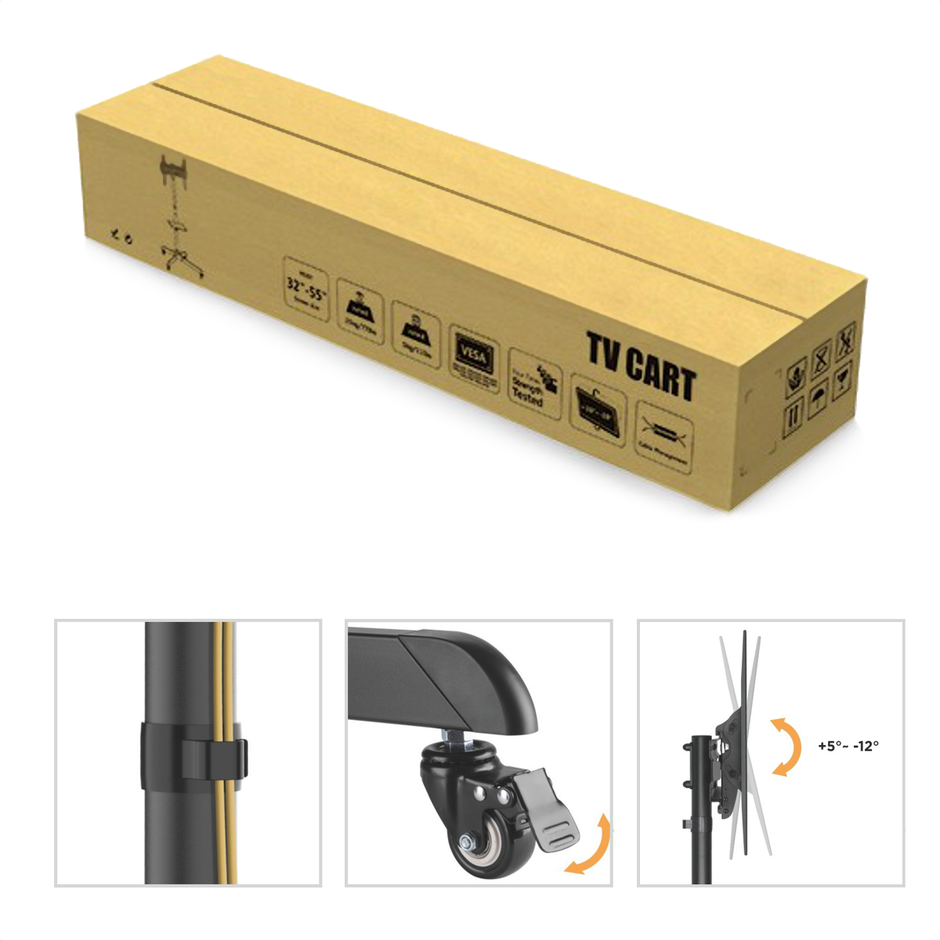 Soporte Móvil con Ruedas para TV de 32'' a 55'' TechGo SPR-6403 hasta 35kg + 1 Repisa