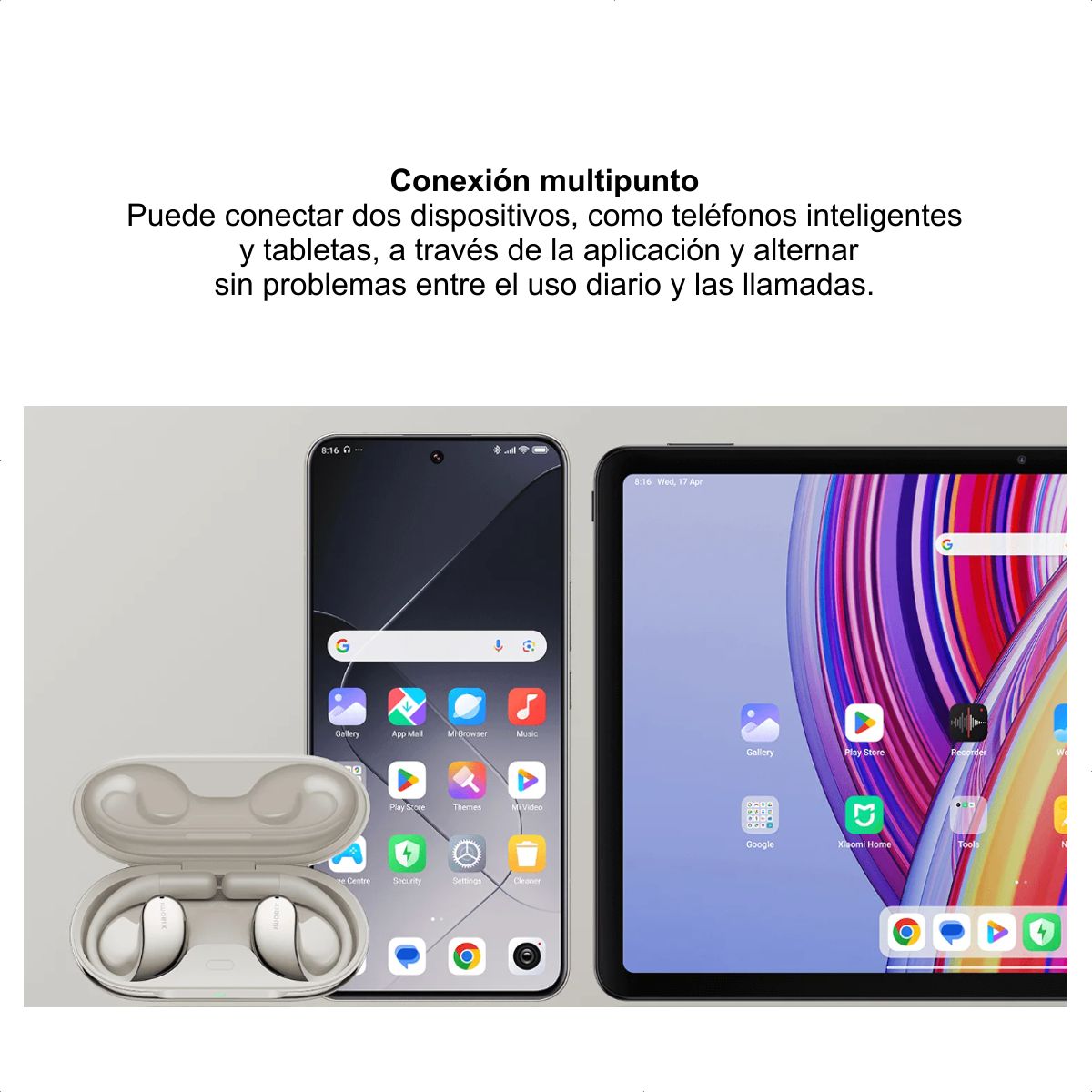 Xiaomi OpenWear Stereo Audífonos Inalámbricos de Diseño Abierto con Audio LHDC Color Beige