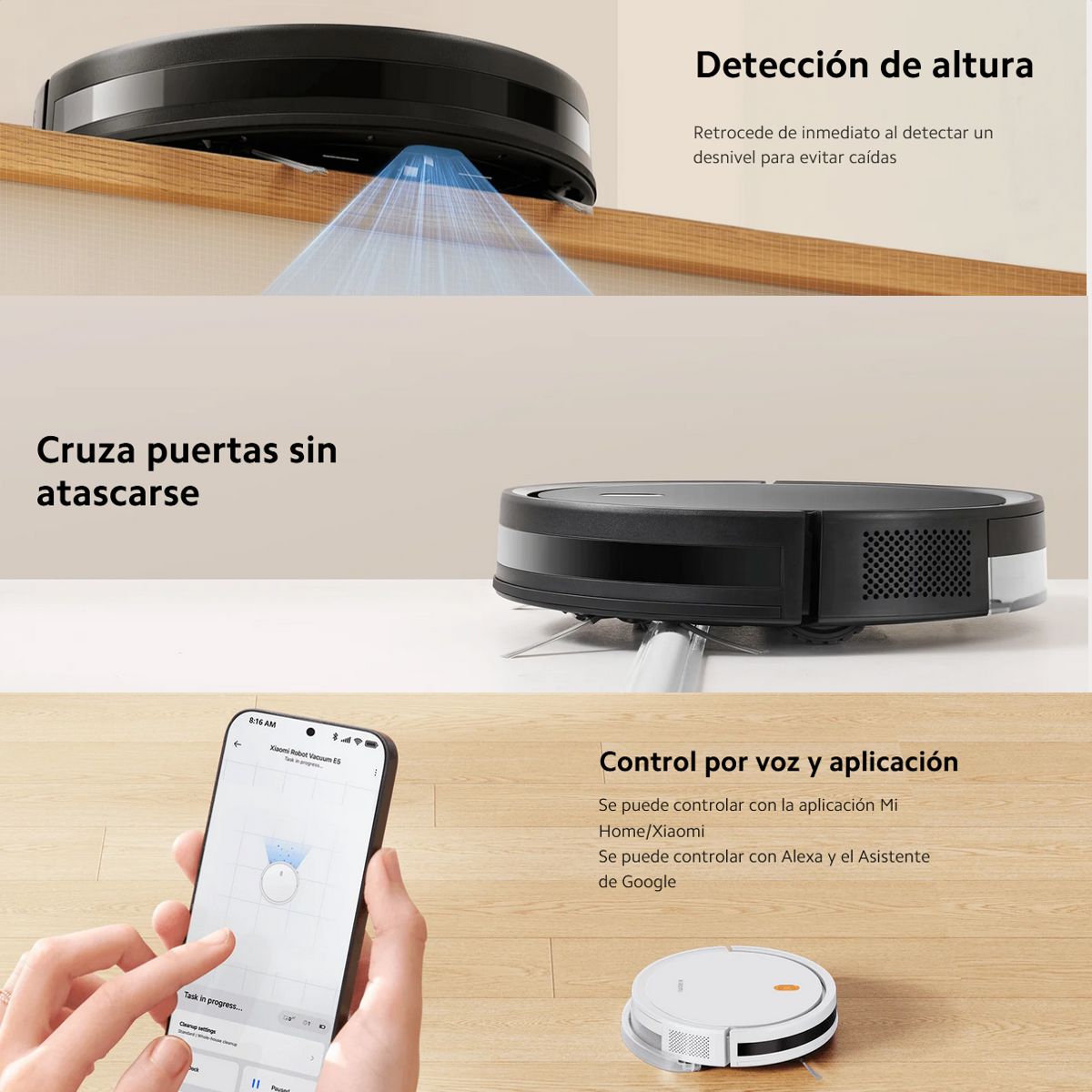 Robot Aspiradora Xiaomi Vacuum E5 Barre Aspira Trapea 3en1 App Mi Home Alexa Google