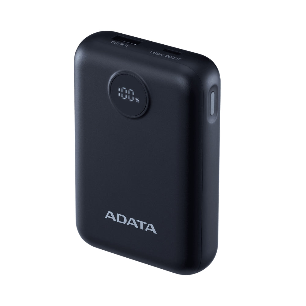 Power Bank Adata C100 Patalla Digital 10000mah 20W USB-C/USB-A y Carga Rápida QC/PD - Negro