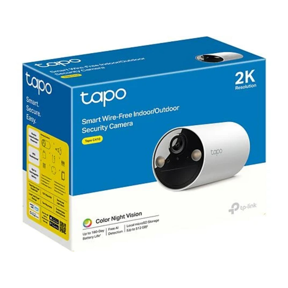 Cámara de Vigilancia TP-Link Tapo C410, Wi-Fi para Exterior con Batería Recargable y Detección IA + Micro SD 128GB