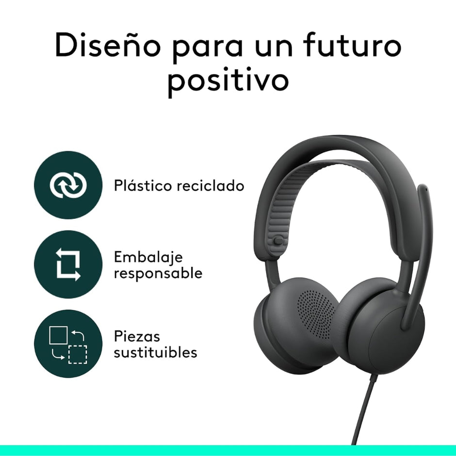 Audífonos Diadema Profesional Logitech Zone Wireless 2 ES Bluetooth ANC Híbrida Adaptativa - Grafito