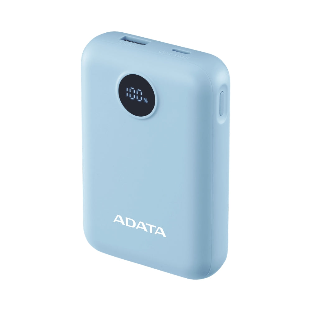 Power Bank Adata C100 Patalla Digital 10000mah 20W USB-C/USB-A y Carga Rápida QC/PD - Azul