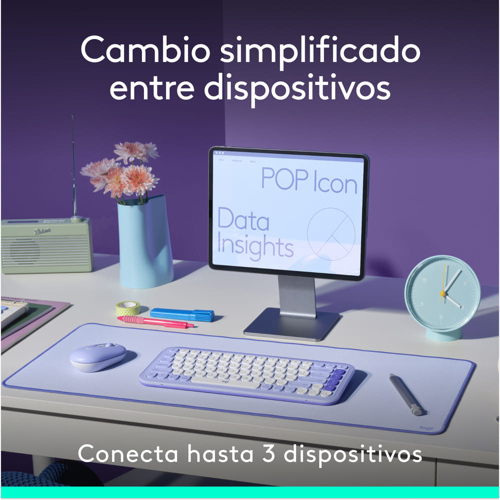 Combo Teclado Y Mouse Bluetooth, Logitech Pop Icon, Blanco