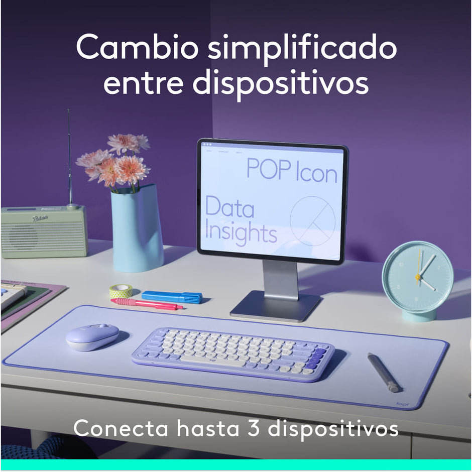 Combo Teclado Y Mouse Bluetooth, Logitech Pop Icon, Blanco