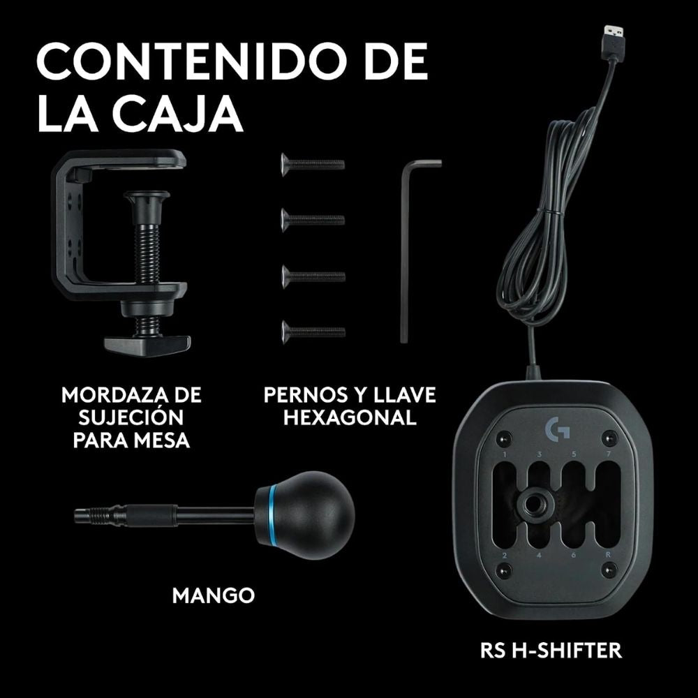 Palanca de Cambios Logitech G RS H-Shifter en Patrón H de 7 Velocidades y Reversa para Sim Racing PC