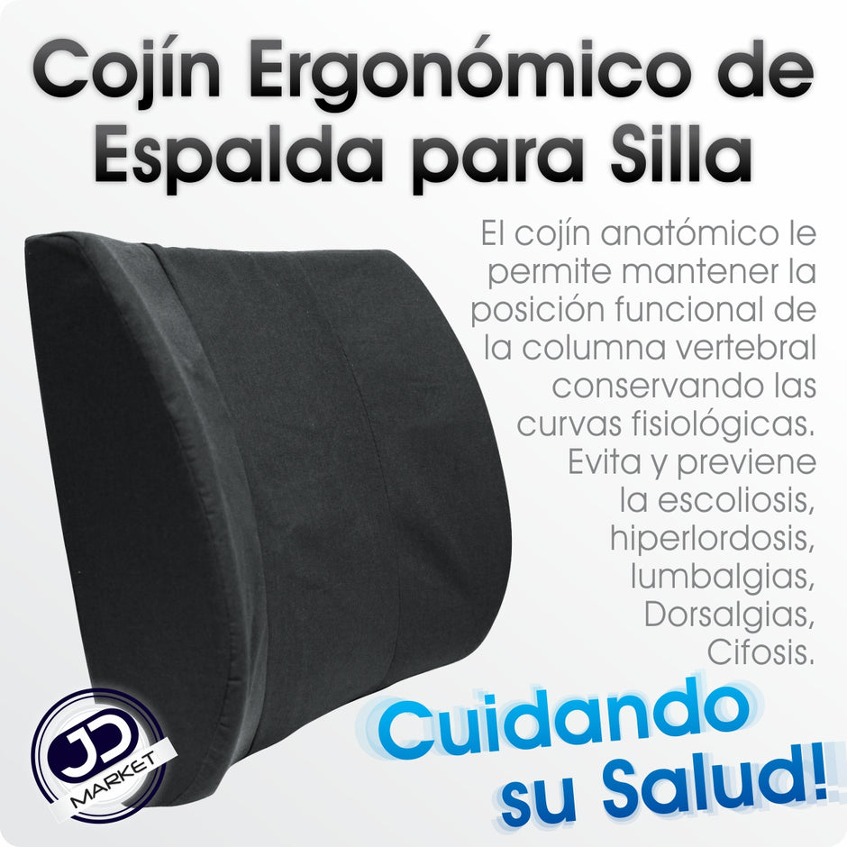 Cojín Ergonómico De Espalda Para Silla Con Correa De Ajuste