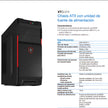 Gabinete Chasis PC Xtech XTQ-214 Torre Mediana ATX/Micro-ATX con Fuente de Poder 600W - Negro/Rojo