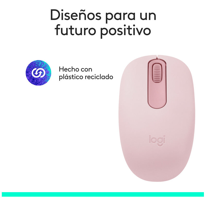 Mouse Inalámbrico Bluetooth Logitech M196 Diseño Ambidiestro Cómodo y Compacto - Rosado