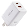 Cargador Rápido Compacto Adata Gan 35w 2en1 Usb-a/usb-c, Wht