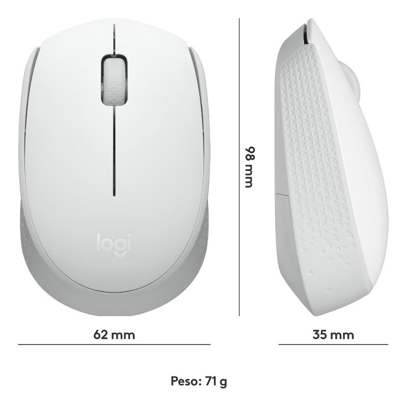 Logitech M170, Mouse Inalámbrico Cómodo Y Portátil, Blanco
