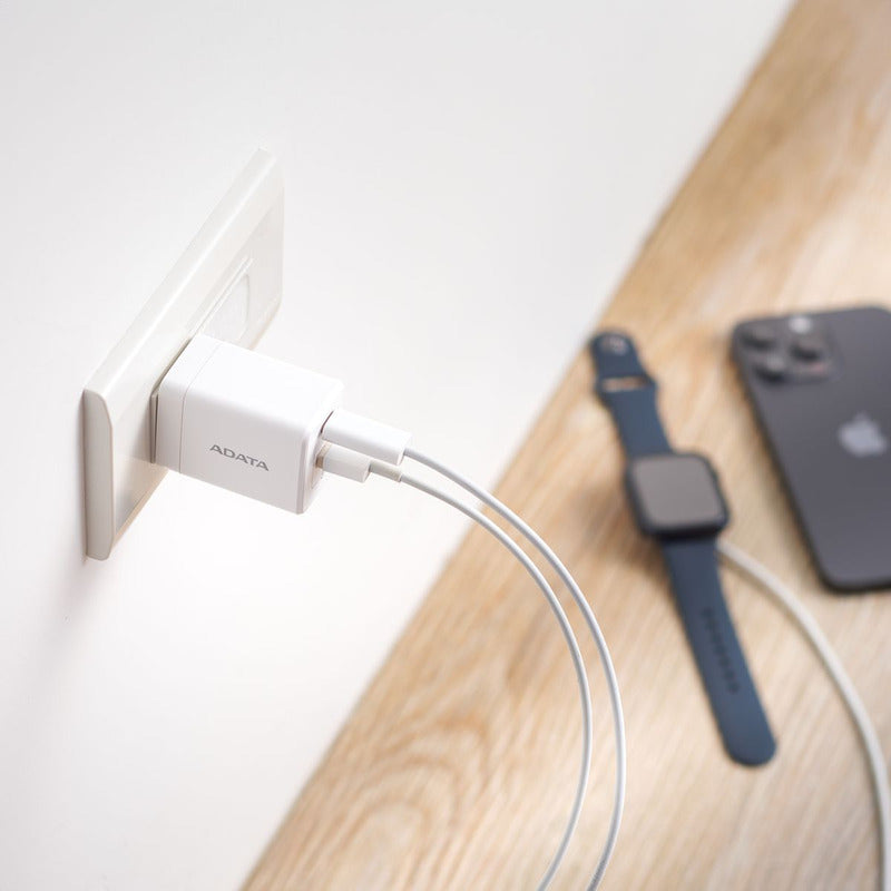 Cargador Rápido Compacto Adata Gan 35w 2en1 Usb-a/usb-c, Wht