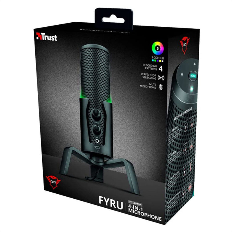 Micrófono Usb Streaming 4-en-1 Trust Gxt 258 Fyru, Iluminado
