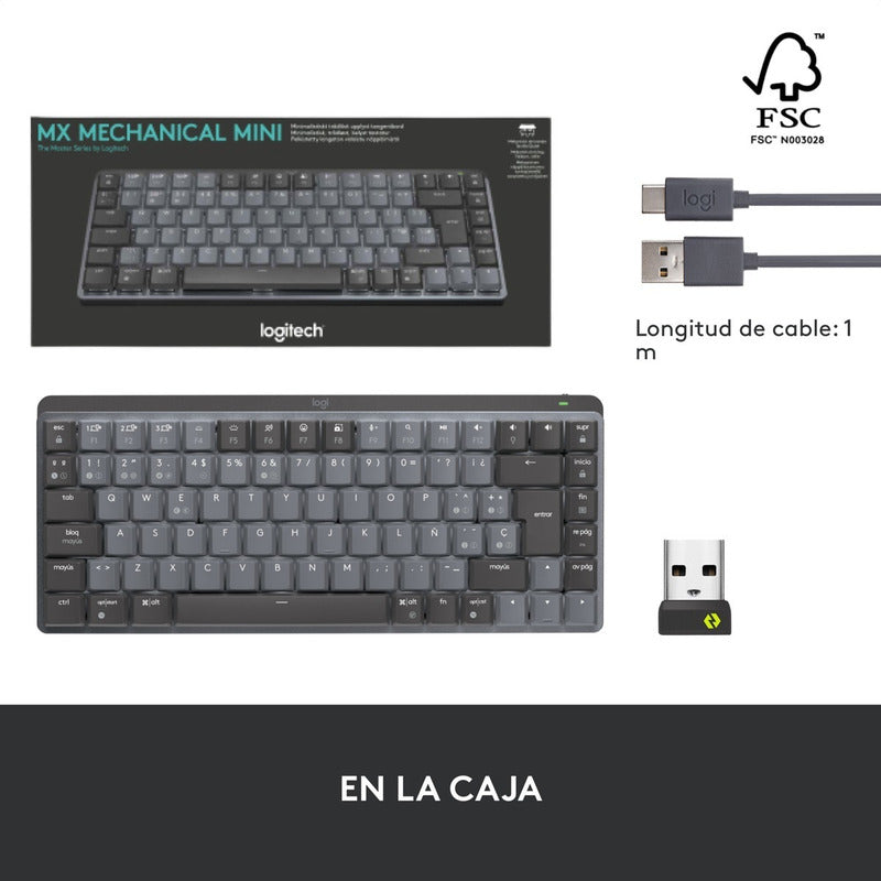 Teclado Recargable Avanzado, Logitech Mx Mechanical Mini