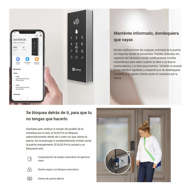 Cerradura Digital Inteligente Wifi + Huella, Ezviz Dl03 Pro