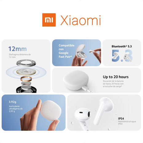 Xiaomi Redmi Buds 4 Lite, Audífonos Táctil / Bluetooth 5.3 Negro