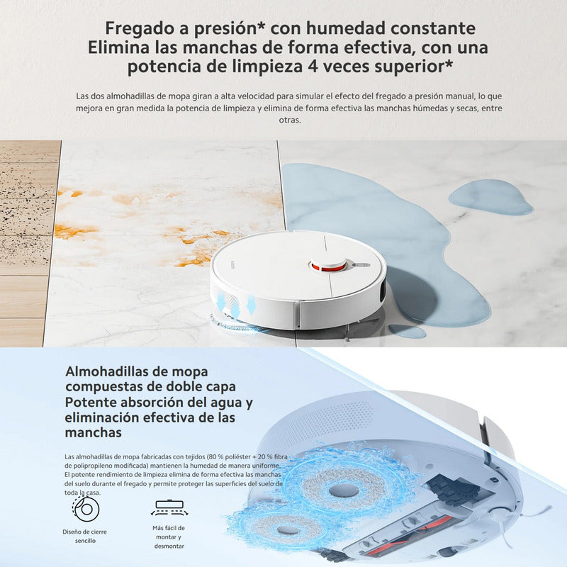 Xiaomi Robot Vacuum S10+, Aspiradora Trapeadora Inteligente, 4000Pa,  Sensor Láser, Color Blanco