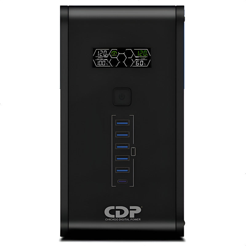 Ups Interactiva Cdp R-smart 2010 2000va, 10 Tomas 6 Usb, Lcd Negro
