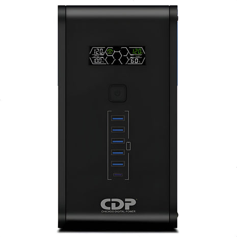 Ups Interactiva Cdp R-smart 2010 2000va, 10 Tomas 6 Usb, Lcd Negro