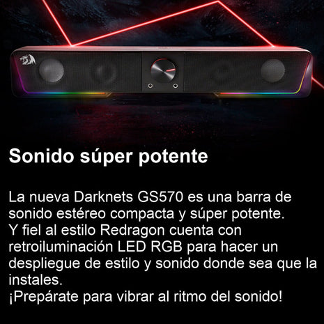 Barra de Sonido Gamer Redragon GS570 Darknets RGB, Bluetooth y 3.5mm