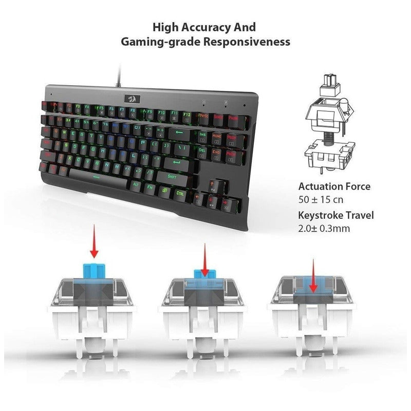 Teclado Gamer Mecánico Redragon K561 Visnu, Retroiluminado Negro Español Latinoamérica